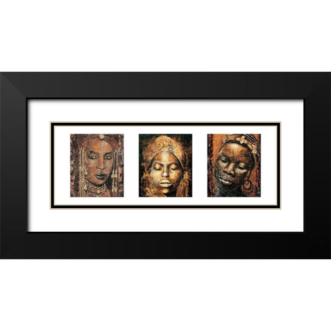 Composition Afrique Black Modern Wood Framed Art Print with Double Matting by Arietti, Fabienne