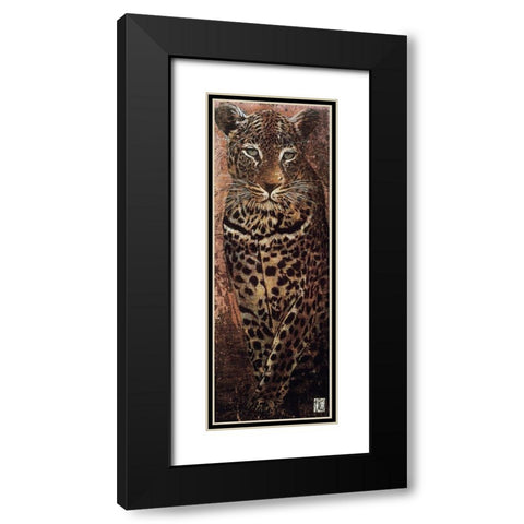 Carnets dAfrique, panthere Black Modern Wood Framed Art Print with Double Matting by Arietti, Fabienne