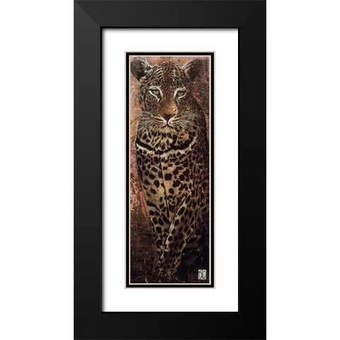 Carnets dAfrique, panthere Black Modern Wood Framed Art Print with Double Matting by Arietti, Fabienne