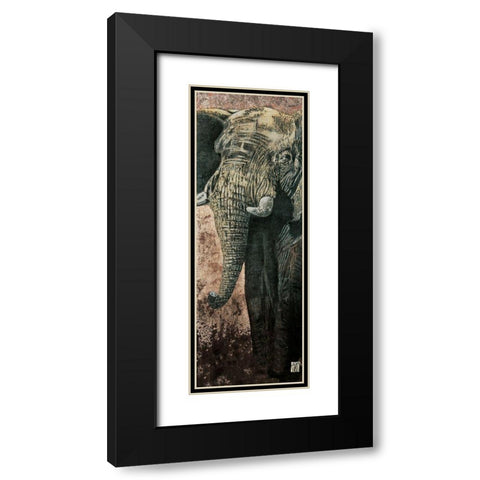 Carnets dAfrique, lelephant Black Modern Wood Framed Art Print with Double Matting by Arietti, Fabienne