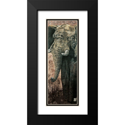 Carnets dAfrique, lelephant Black Modern Wood Framed Art Print with Double Matting by Arietti, Fabienne