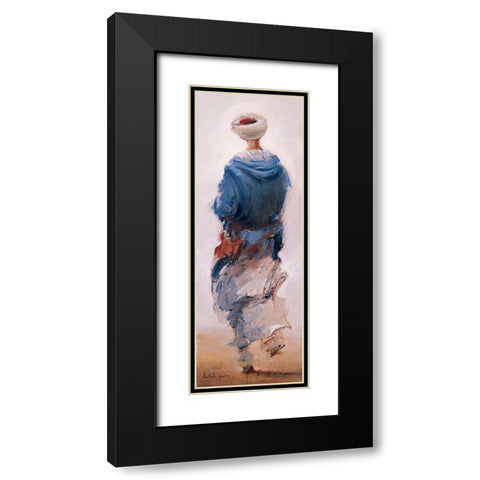 Bedouin bleu Black Modern Wood Framed Art Print with Double Matting by Letestu, Yann