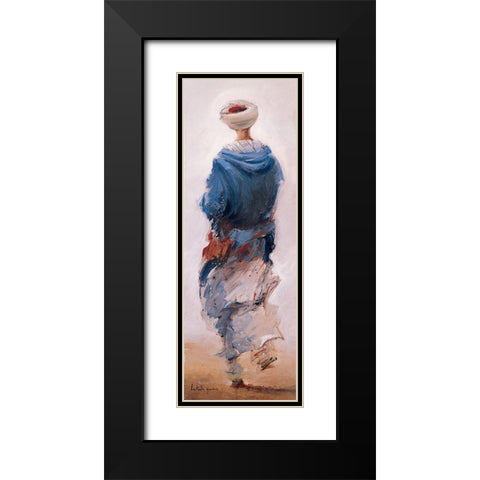 Bedouin bleu Black Modern Wood Framed Art Print with Double Matting by Letestu, Yann