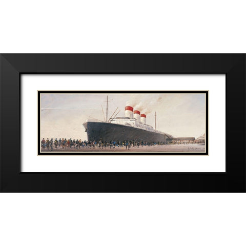 Paquebot a quai Black Modern Wood Framed Art Print with Double Matting by Letestu, Yann