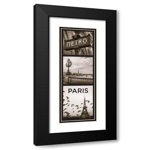 City Paris Black Modern Wood Framed Art Print with Double Matting by Braun Studio