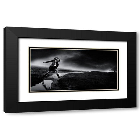 Jump Black Modern Wood Framed Art Print with Double Matting by Marchand, Philippe