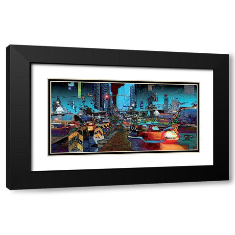 Taxis Black Modern Wood Framed Art Print with Double Matting by Bouteiller, Cedric
