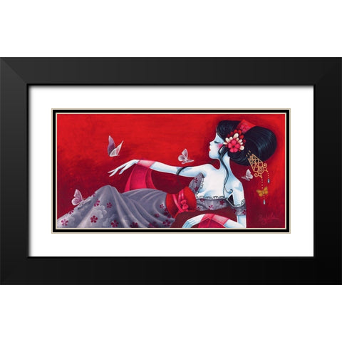 Cameliasheart Black Modern Wood Framed Art Print with Double Matting by Sybile