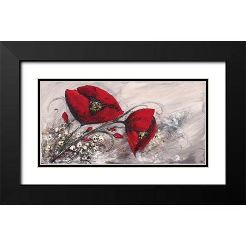 Duo de coquelicots II Black Modern Wood Framed Art Print with Double Matting by Tramoni, Oliver