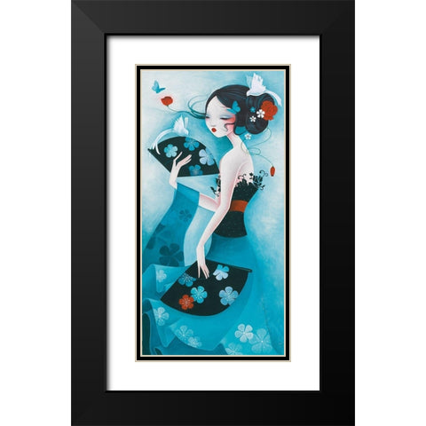 Colombes Black Modern Wood Framed Art Print with Double Matting by Sybile