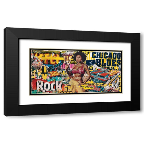 Chicago blues Black Modern Wood Framed Art Print with Double Matting by Durrey, Laurent