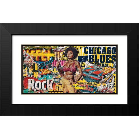 Chicago blues Black Modern Wood Framed Art Print with Double Matting by Durrey, Laurent