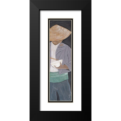 Jeune garcon du Yunnon Black Modern Wood Framed Art Print with Double Matting by Dothy