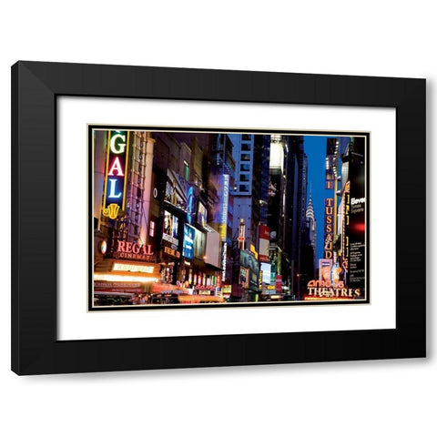 Neons 42nd Black Modern Wood Framed Art Print with Double Matting by Setboun, Michel
