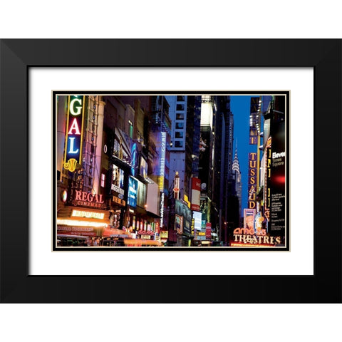 Neons 42nd Black Modern Wood Framed Art Print with Double Matting by Setboun, Michel
