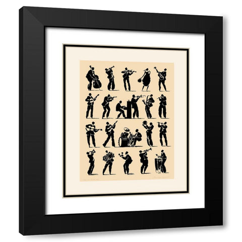 Jazz Black Modern Wood Framed Art Print with Double Matting by Geraud, Philippe