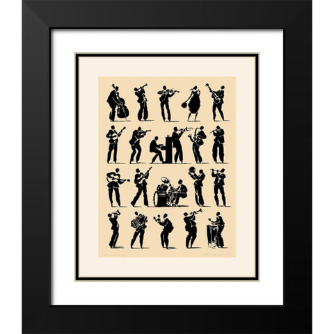 Jazz Black Modern Wood Framed Art Print with Double Matting by Geraud, Philippe