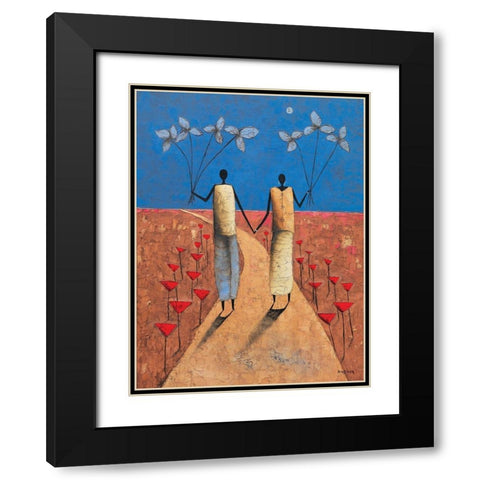 En chemin Black Modern Wood Framed Art Print with Double Matting by Rauscher, Michel