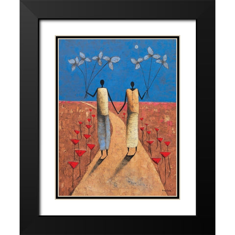 En chemin Black Modern Wood Framed Art Print with Double Matting by Rauscher, Michel