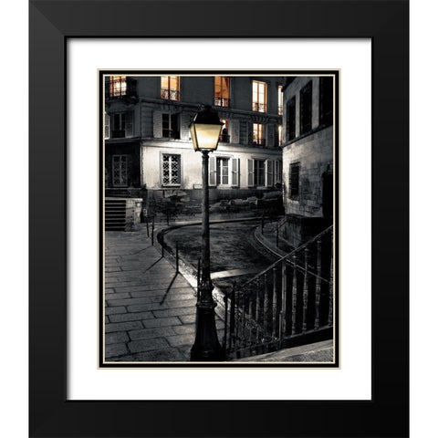 Le Vieux Paris Black Modern Wood Framed Art Print with Double Matting by Santamaria, Daniel