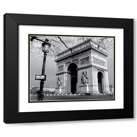 LArc de Triomphe deserte Black Modern Wood Framed Art Print with Double Matting by Carrara, Antoine