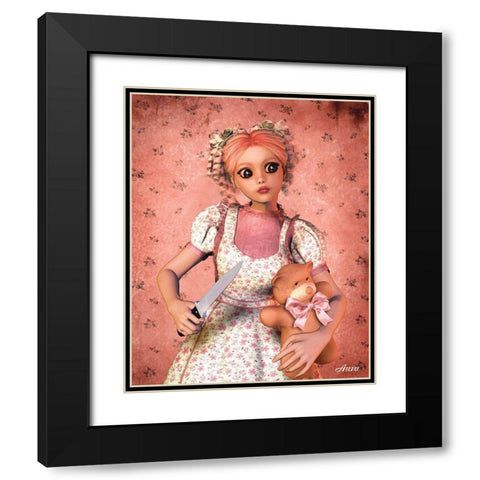 Chaotic Kitty Black Modern Wood Framed Art Print with Double Matting by Aura