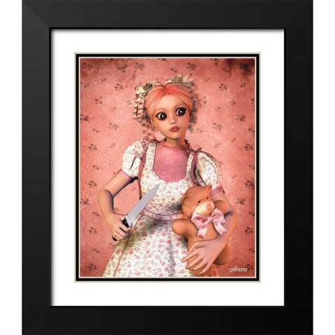 Chaotic Kitty Black Modern Wood Framed Art Print with Double Matting by Aura