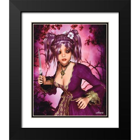 Damaged Rose Black Modern Wood Framed Art Print with Double Matting by Aura