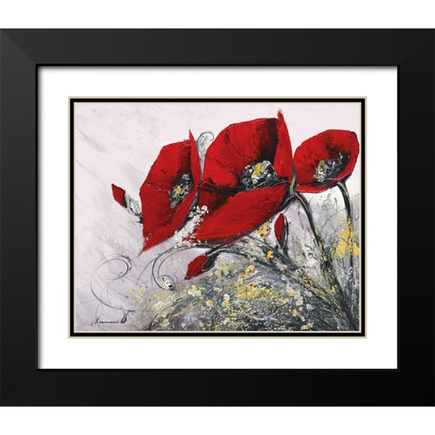 Bouquet de coquelicots IV Black Modern Wood Framed Art Print with Double Matting by Tramoni, Oliver