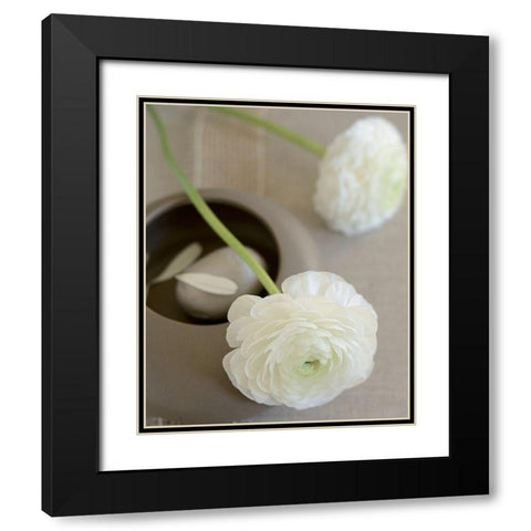 Renoncules sur bol Black Modern Wood Framed Art Print with Double Matting by Chatelain, Sonia