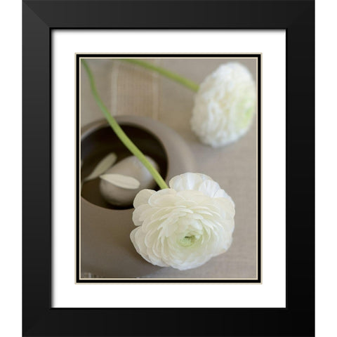 Renoncules sur bol Black Modern Wood Framed Art Print with Double Matting by Chatelain, Sonia