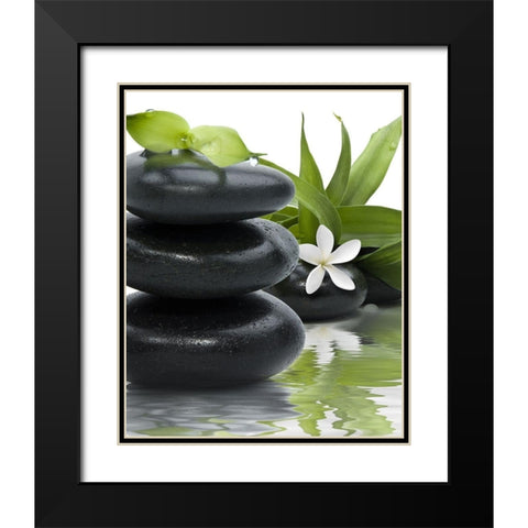 DÃ©tente au spa Black Modern Wood Framed Art Print with Double Matting by Braun Studio