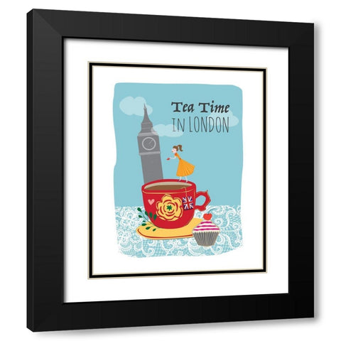 Tea Time in London Black Modern Wood Framed Art Print with Double Matting by Braun Studio