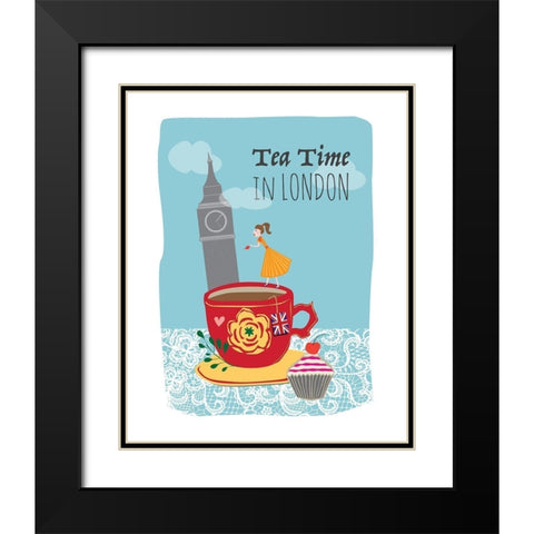 Tea Time in London Black Modern Wood Framed Art Print with Double Matting by Braun Studio