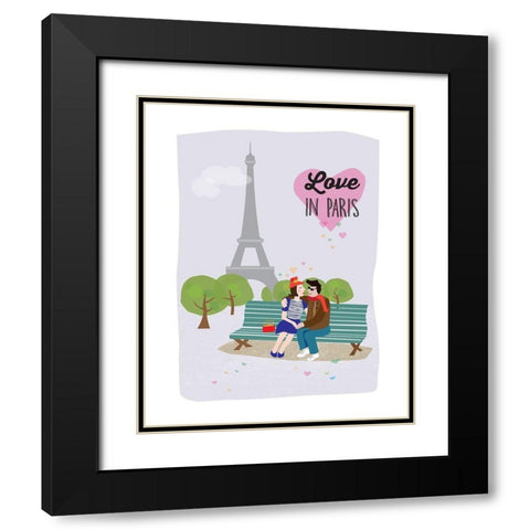 Love in Paris Black Modern Wood Framed Art Print with Double Matting by Braun Studio