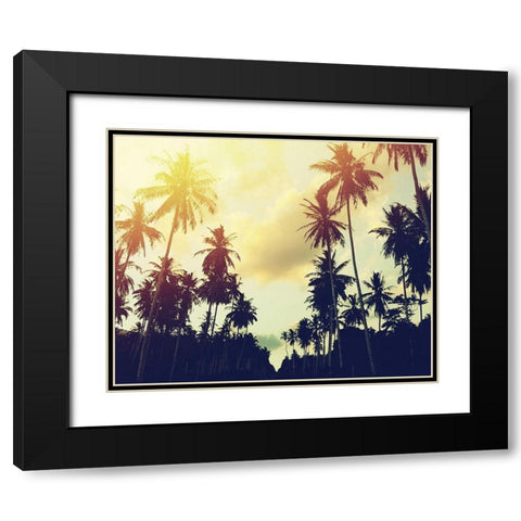 Palmiers 2 Black Modern Wood Framed Art Print with Double Matting by Braun Studio