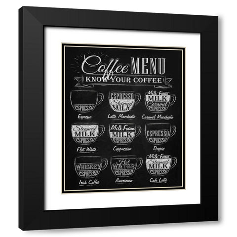 Know your Coffee Black Modern Wood Framed Art Print with Double Matting by Braun Studio