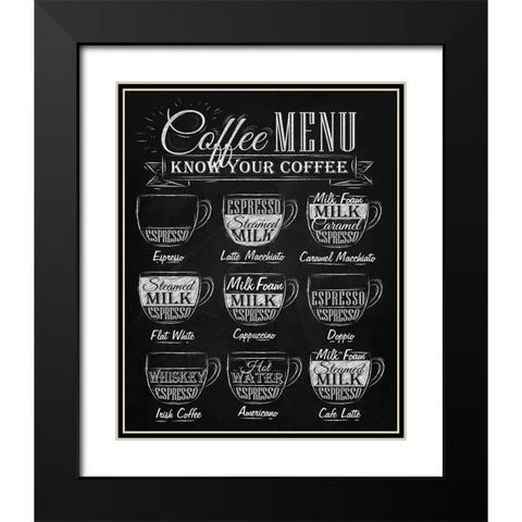 Know your Coffee Black Modern Wood Framed Art Print with Double Matting by Braun Studio