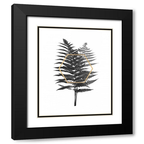 Fern Leaf with Gold Black Modern Wood Framed Art Print with Double Matting by Braun Studio