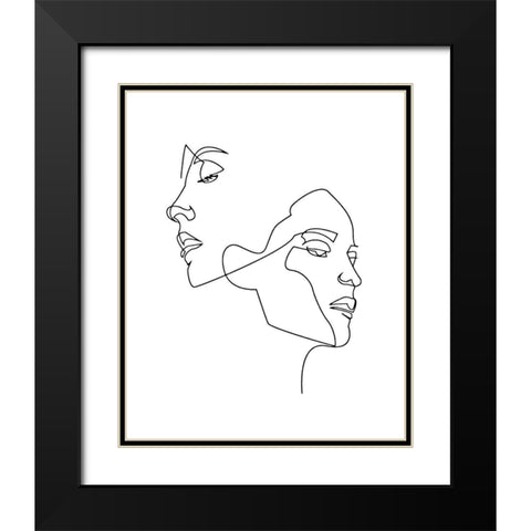 Visages Black Modern Wood Framed Art Print with Double Matting by BRAUN Studio