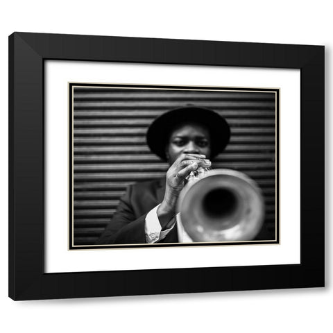 Trumpet Black Modern Wood Framed Art Print with Double Matting by BRAUN Studio