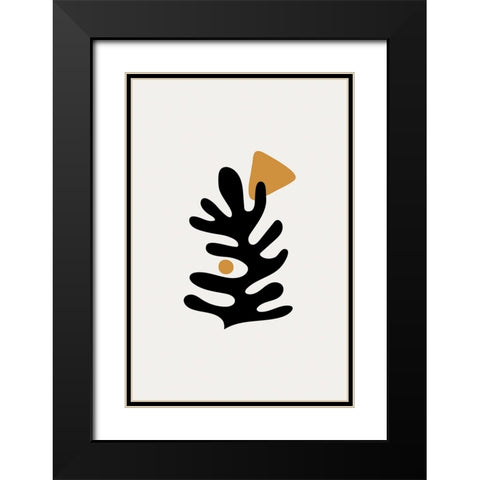 Braun Studio - Feuille abstraite Black Modern Wood Framed Art Print with Double Matting by Braun Studio