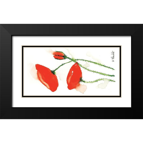 Trio de coquelicots II Black Modern Wood Framed Art Print with Double Matting by Blanchet, Karl