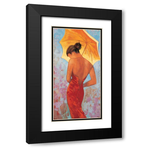 Femme a lombrelle Black Modern Wood Framed Art Print with Double Matting by Goubault, Francis
