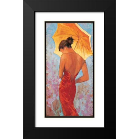 Femme a lombrelle Black Modern Wood Framed Art Print with Double Matting by Goubault, Francis
