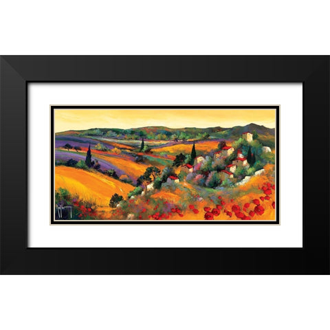 Campagne provencale Black Modern Wood Framed Art Print with Double Matting by Keiflin, Roger
