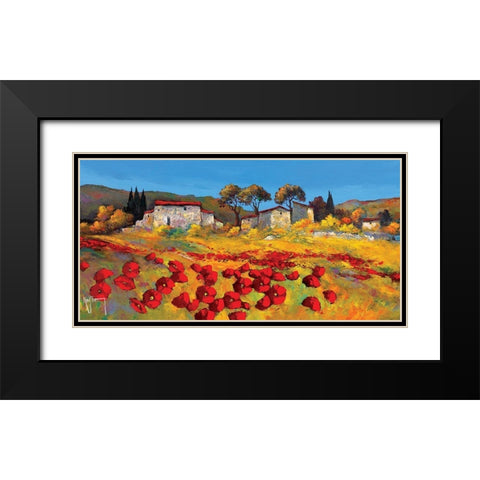 Le Hameau Black Modern Wood Framed Art Print with Double Matting by Keiflin, Roger