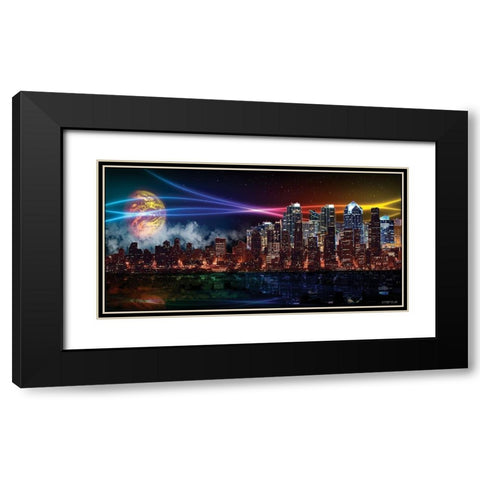 Future Skyline Black Modern Wood Framed Art Print with Double Matting by Marcus
