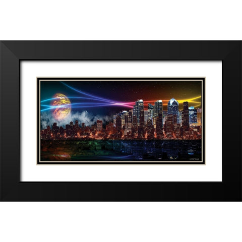 Future Skyline Black Modern Wood Framed Art Print with Double Matting by Marcus