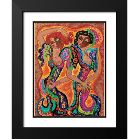 Gypsy dance Black Modern Wood Framed Art Print with Double Matting by Ingrid, B.